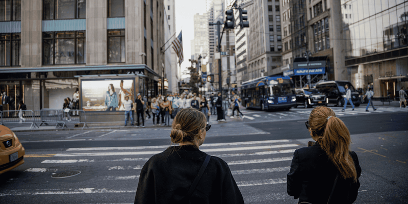 Two elegant women in New York City embody the Quiet Luxury Trend